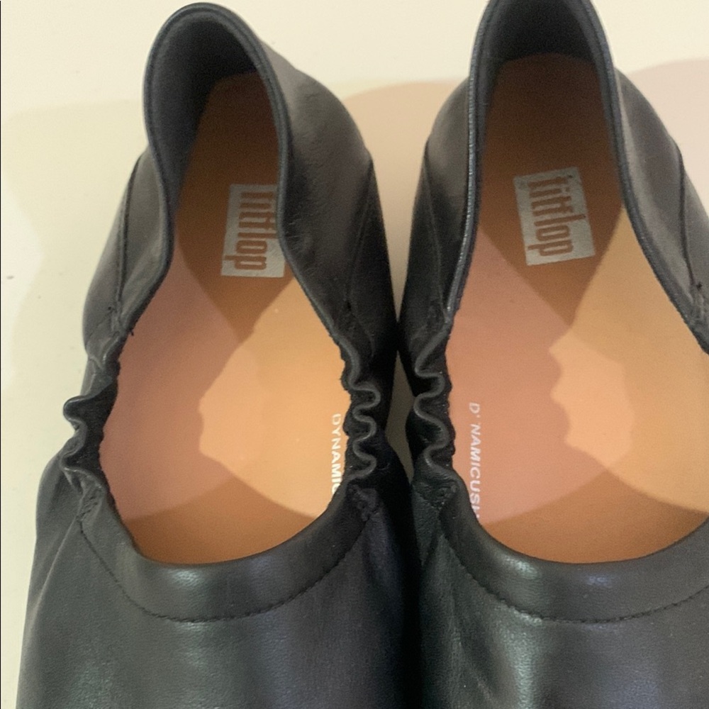 Fitflop Black Leather Slip-On Flats - Picture 4 of 12